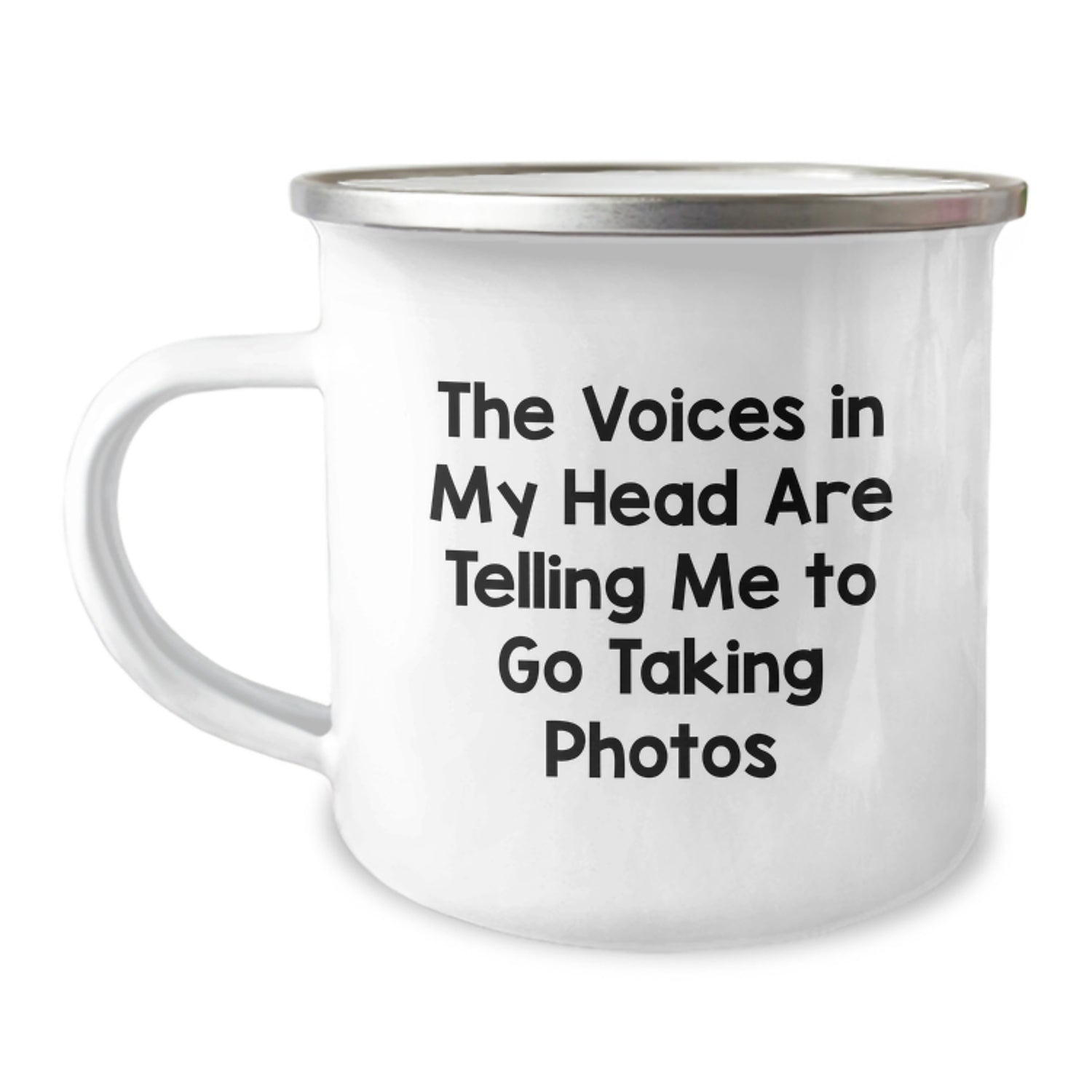 Funny Taking Photos Gifts for Men, Women, Friends, or Coworkers - 'The Voices In My Head Are Telling Me To Go Taking Photos' Camping Mug for Christmas Unique Gifts - Image 1