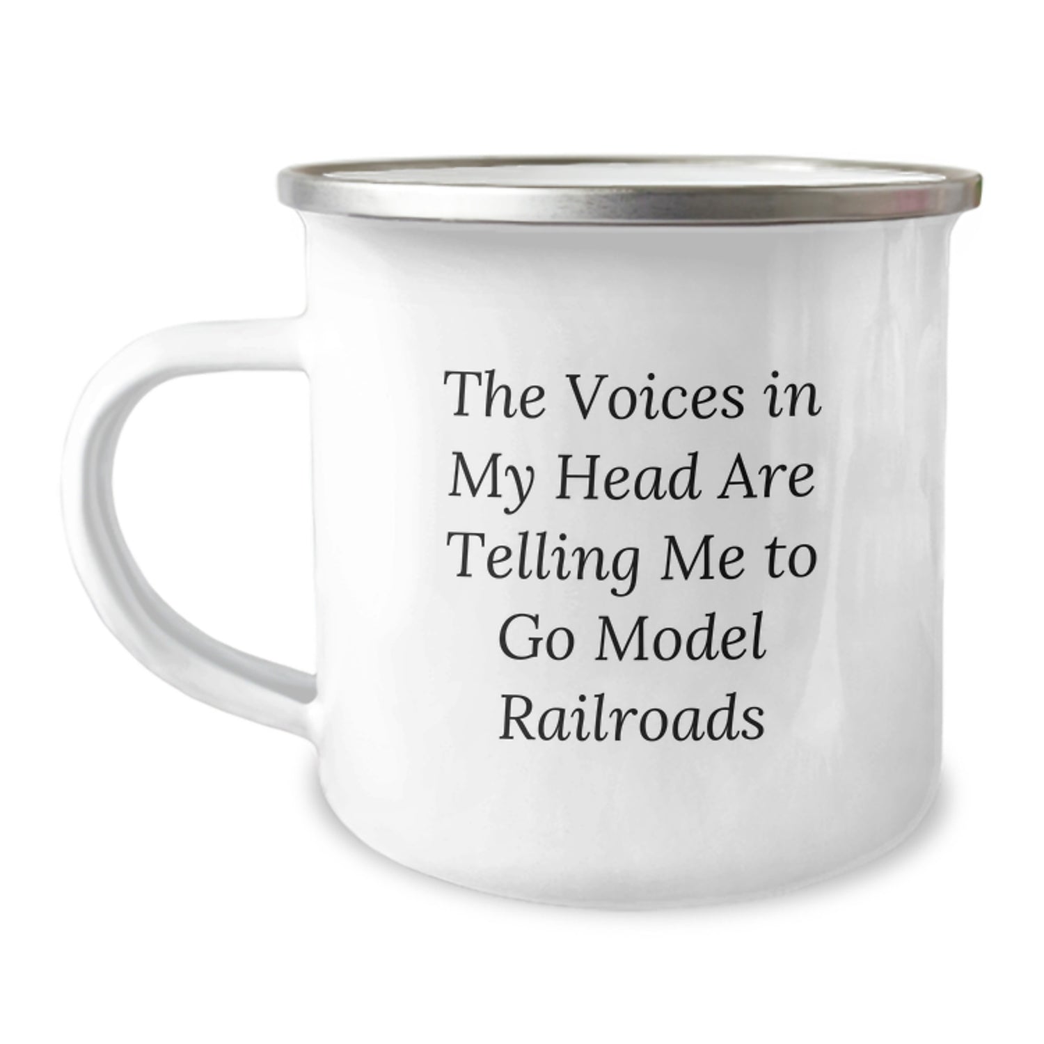 Funny Model Railroads Gifts for Christmas - 'The Voices In My Head Are Telling Me To Go' Camping Mug from Friends - Image 1
