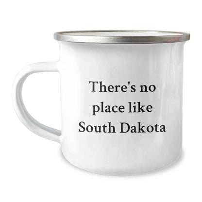 Funny South Dakota Camping Mug Gifts from Friends, Christmas Unique Gifts for South Dakota Men, 'There's No Place Like South Dakota' Stainless Steel Camping Mug - Image 1