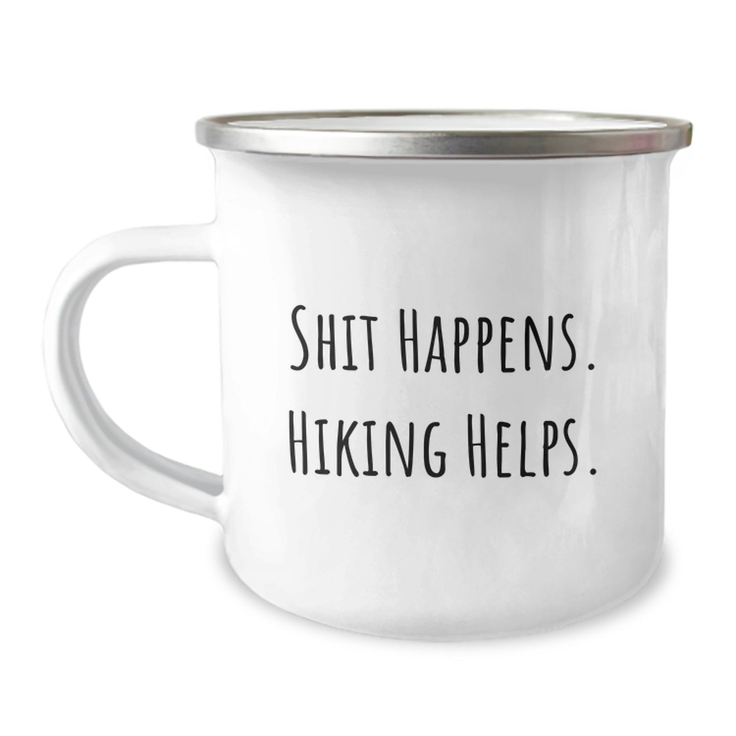 Funny Hiking Gifts for Him, Hiking Camping Mugs with Shit Happens. Hiking Helps. Quote, Unique Christmas Unique Gifts from Men to Hiking Friends - Image 1