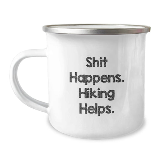 Funny Hiking Gifts for Men and Women - Christmas Unique Camping Mugs with Shit Happens. Hiking Helps. - Gifts from Men to Hiking Friends - Image 1