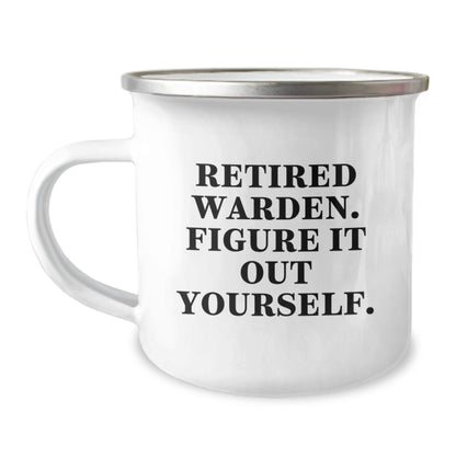 Funny Warden Camping Mug Gifts from Family for Men Retired Warden Figure It Out Yourself Christmas Unique Gifts - Image 1