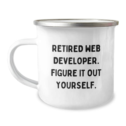 Funny Web Developer Gifts from Family - Retired Web Developer Figure It Out Yourself Camping Mug for Men - Unique Christmas Unique Gifts for Web Developer Friends - Image 1