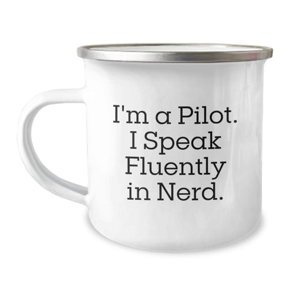 Pilot Gifts from Friends - I'm A Pilot. I Speak Fluently In genius. - Fun Camping Mug for Pilot Birthday Unique Gifts - Image 1