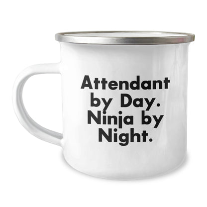 Funny Gifts from Family, Unique Camping Mug for Attendant, Attendant By Day. Ninja By Night. Christmas Unique Gifts, Men and Women Enjoy - Image 1