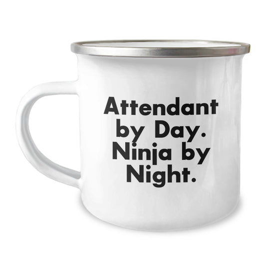 Funny Gifts from Family, Unique Camping Mug for Attendant, Attendant By Day. Ninja By Night. Christmas Unique Gifts, Men and Women Enjoy - Image 1