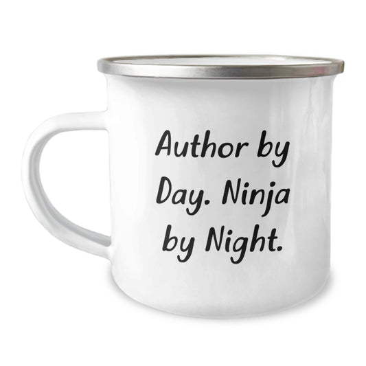 Author Gifts Fun Camping Mugs, 'Author By Day. Ninja By Night.' Christmas Unique Gifts from Friends for Author - Image 1