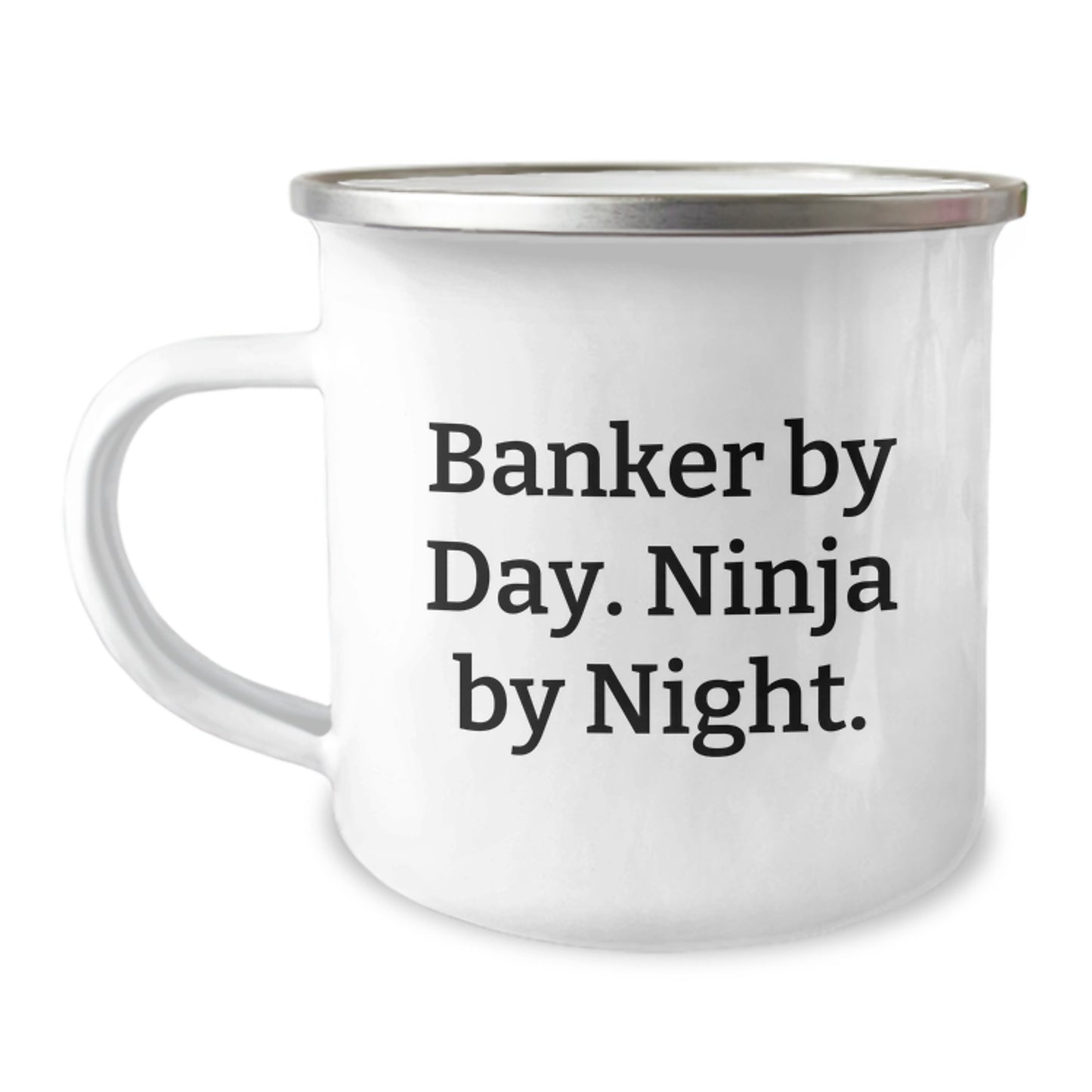 Funny Banker Gifts for Men, 'Banker By Day. Ninja By Night.' Camping Mug, Unique Christmas Memorable Presents for Him, Office Gifts from Family - Image 1
