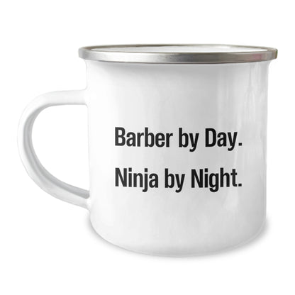 Funny Barber Gifts for Men, Christmas Unique Mugs for Barber Friends - 'Barber By Day. Ninja By Night.' - Image 1