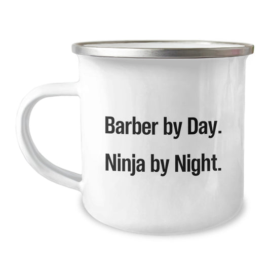 Funny Barber Gifts for Men, Christmas Unique Mugs for Barber Friends - 'Barber By Day. Ninja By Night.' - Image 1