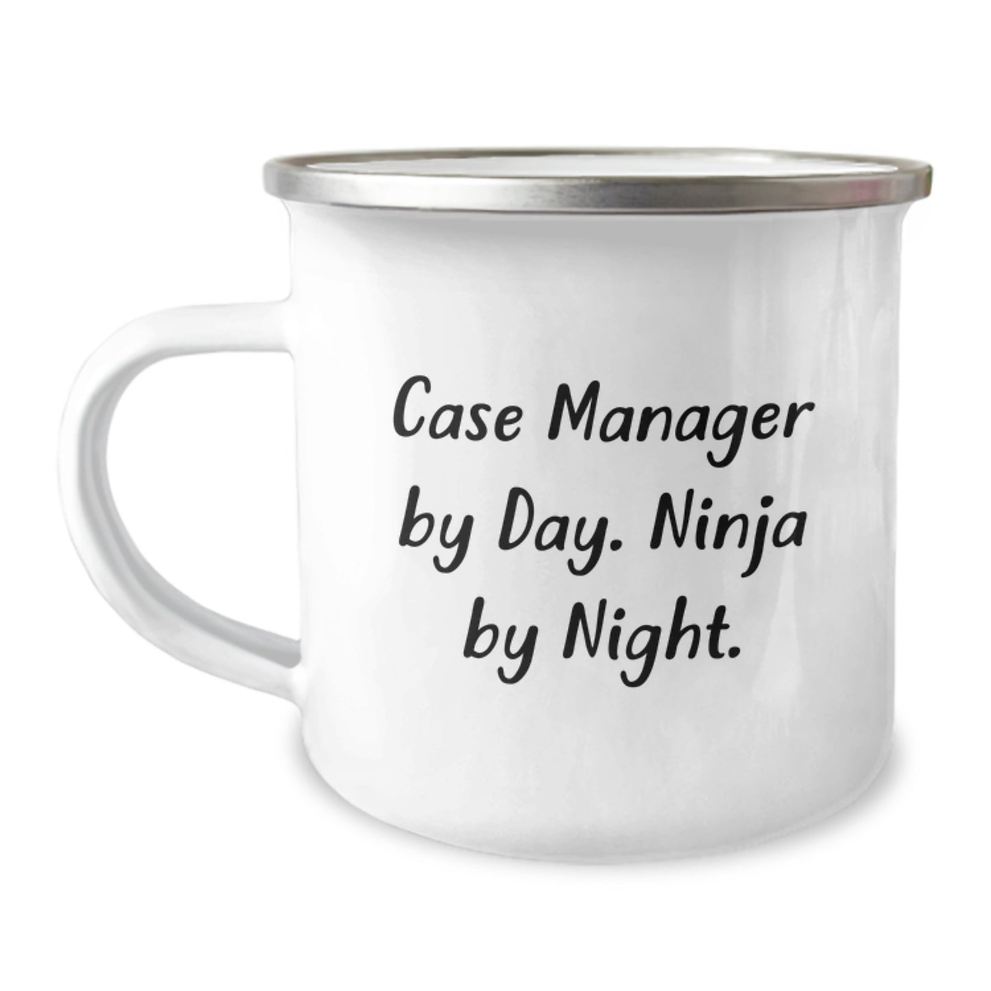 Funny Case Manager Gifts for Men, Case Manager Camping Mug for Christmas Unique Presents from Friends to Family, 'Case Manager By Day. Ninja By Night.' - Image 1