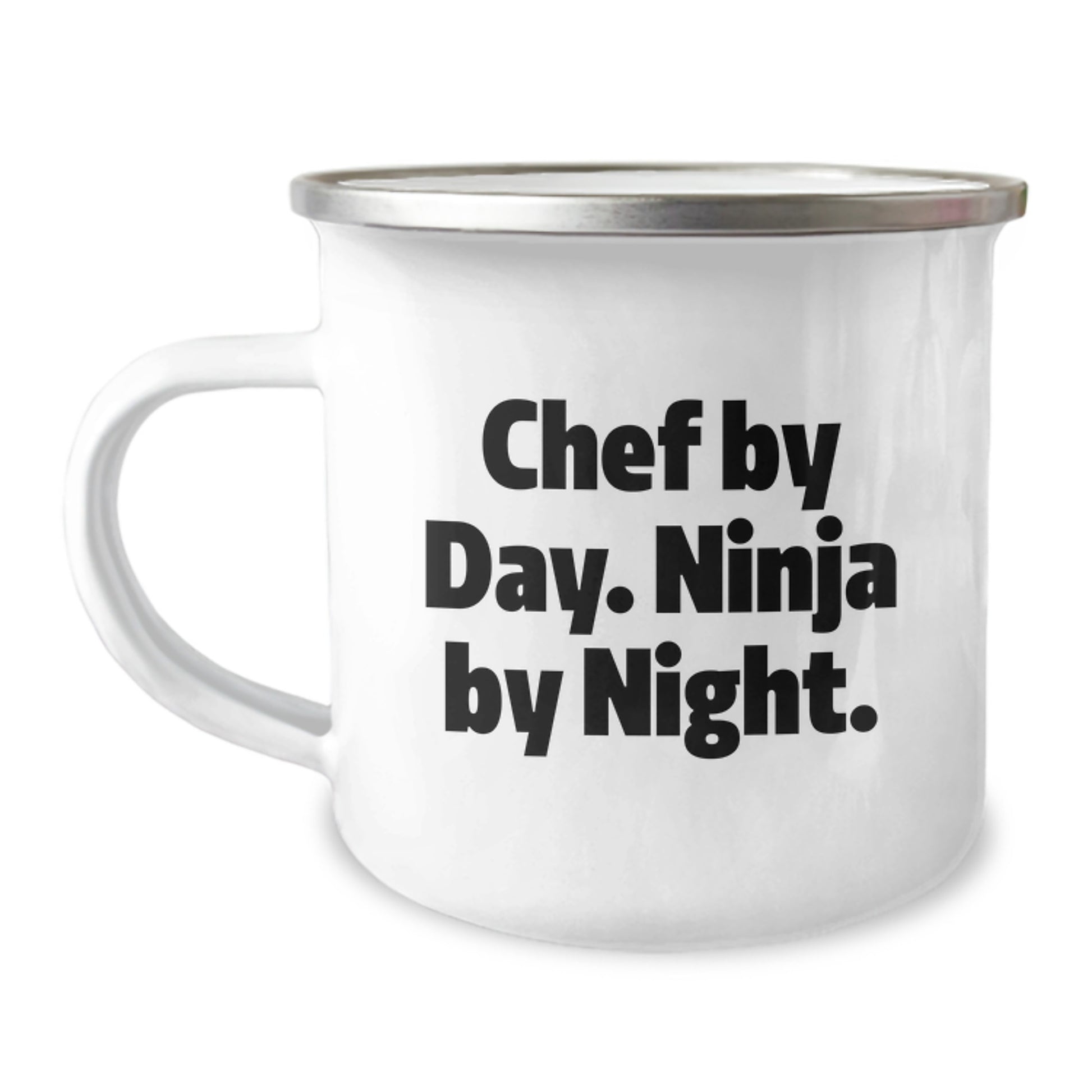 Funny Chef Gifts from Men for Christmas Unique Camping Mug - 'Chef By Day, Ninja By Night' Inspiration - Image 1