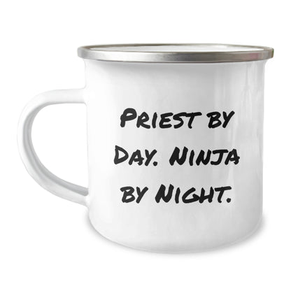 Funny Christmas Unique Gifts from Priest, Unique Camping Mug for Priest, By Day Priest By Night - Image 1