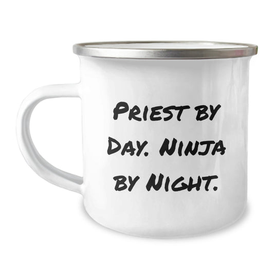 Funny Christmas Unique Gifts from Priest, Unique Camping Mug for Priest, By Day Priest By Night - Image 1