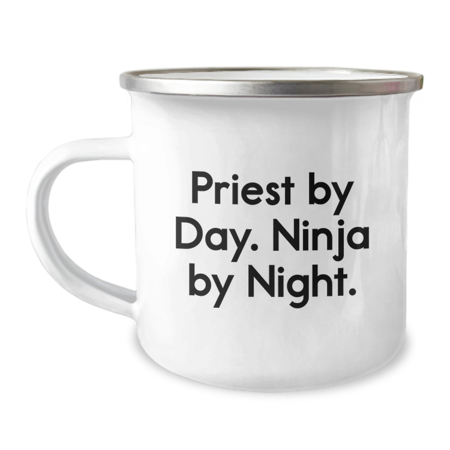 Funny Priest Gifts for Men, Priest By Day Ninja By Night Christmas Unique Mug, Camping Mug for Priest, Stainless Steel 12 oz Capacity - Image 1