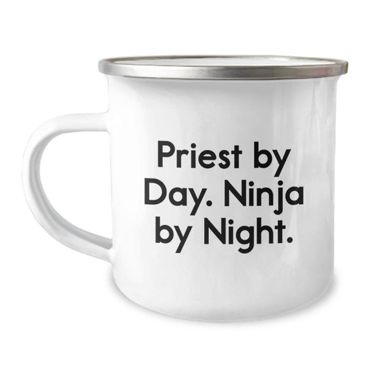 Funny Priest Gifts for Men, Priest By Day Ninja By Night Christmas Unique Mug, Camping Mug for Priest, Stainless Steel 12 oz Capacity - Image 1