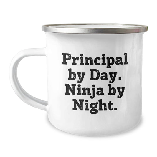 Funny Principal Gifts from Men to Friends Stainless Steel Camping Mugs for Principal By Day. Ninja By Night. Christmas Unique Presents - Image 1