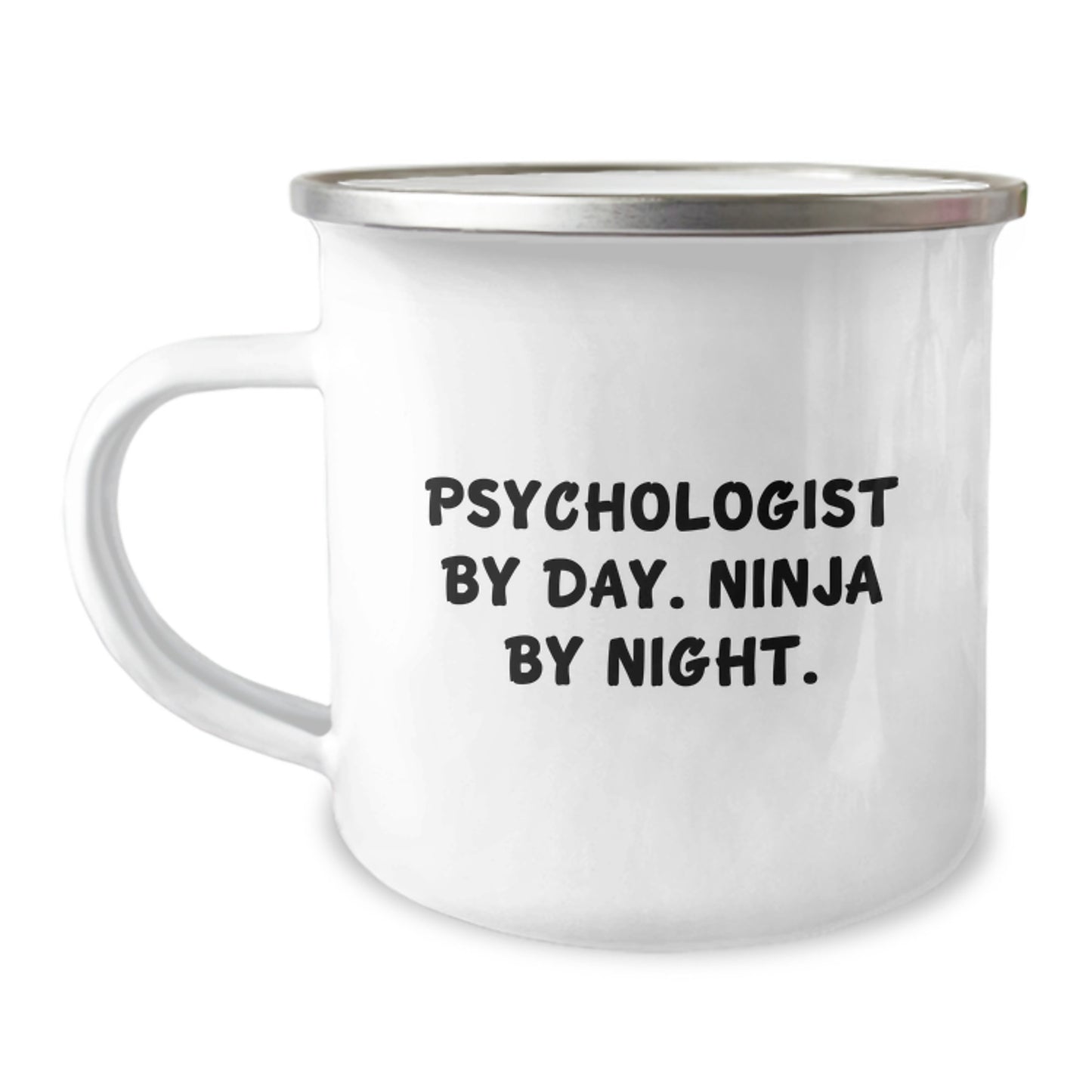 Funny Psychologist Gifts, Christmas Unique Mugs for Men, Women, Friends - 'Psychologist By Day. Ninja By Night.' Camping Mug - Image 1