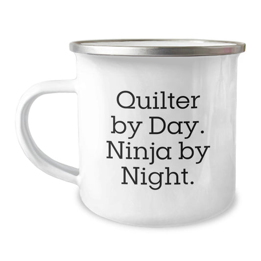 Funny Quilter Gifts from Friends, Quilter By Day. Ninja By Night. Camping Mug, Christmas Unique Gifts - Image 1