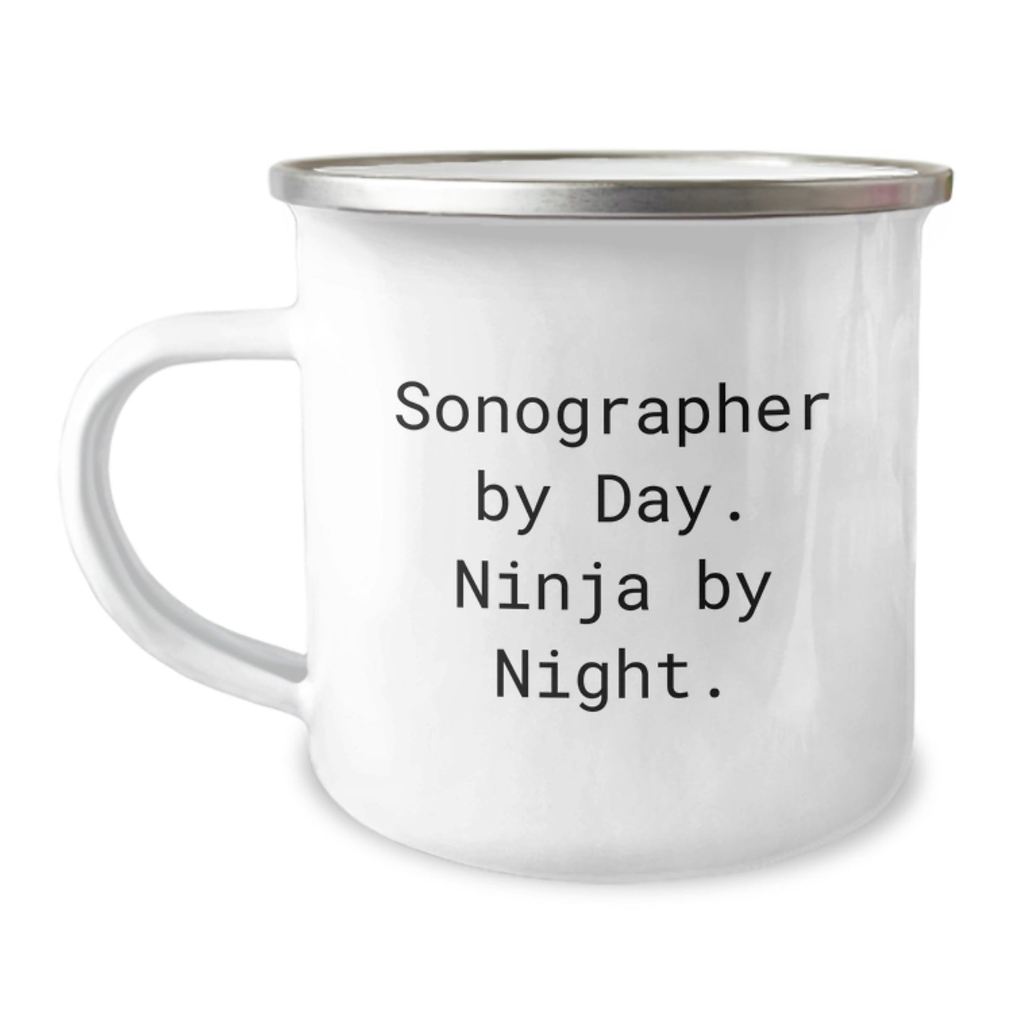 Funny Sonographer Gifts, Unique Christmas Unique Gifts from Men to Sonographer, Camping Mug by Day. Ninja By Night. - Image 1