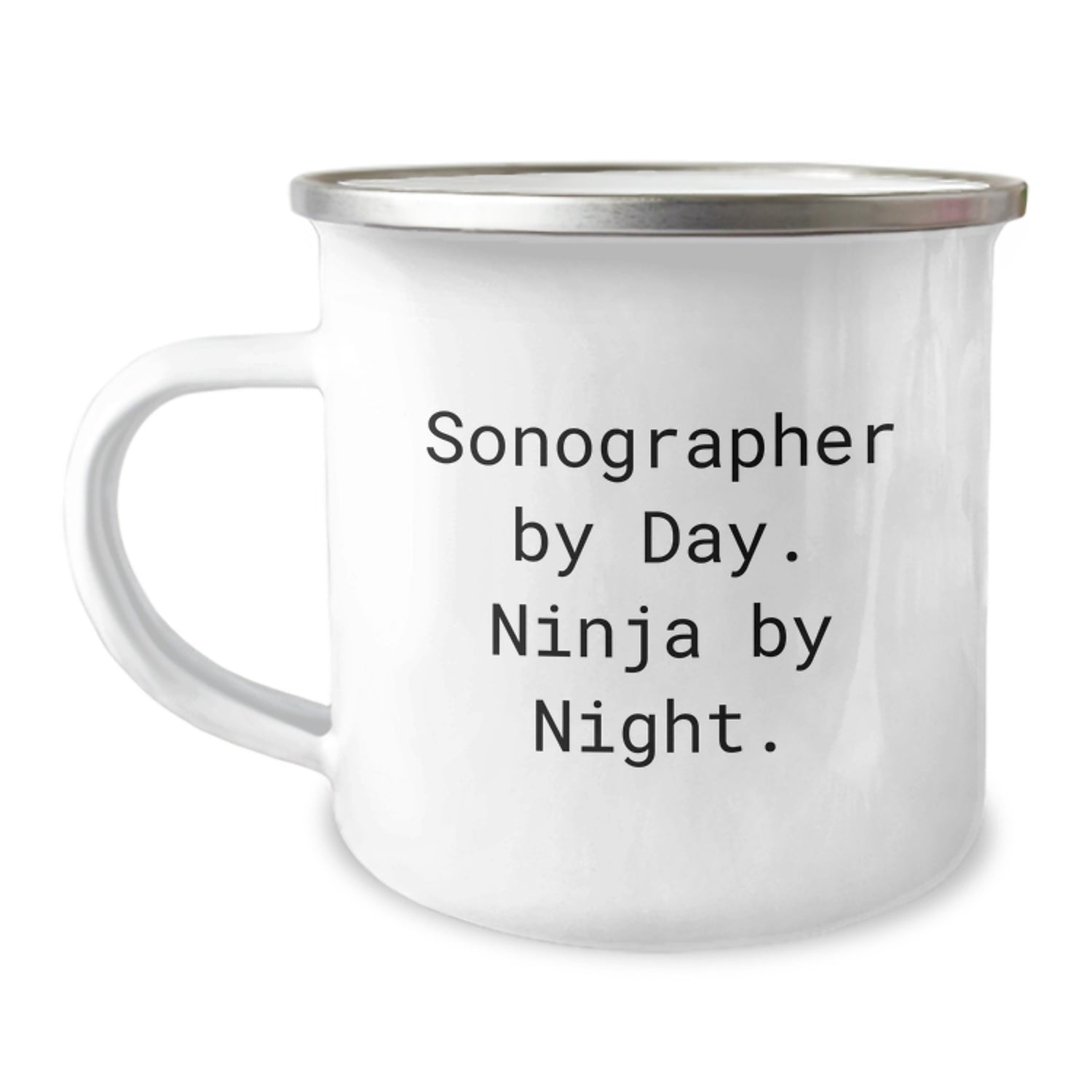 Funny Sonographer Gifts, Unique Christmas Unique Gifts from Men to Sonographer, Camping Mug by Day. Ninja By Night. - Image 1