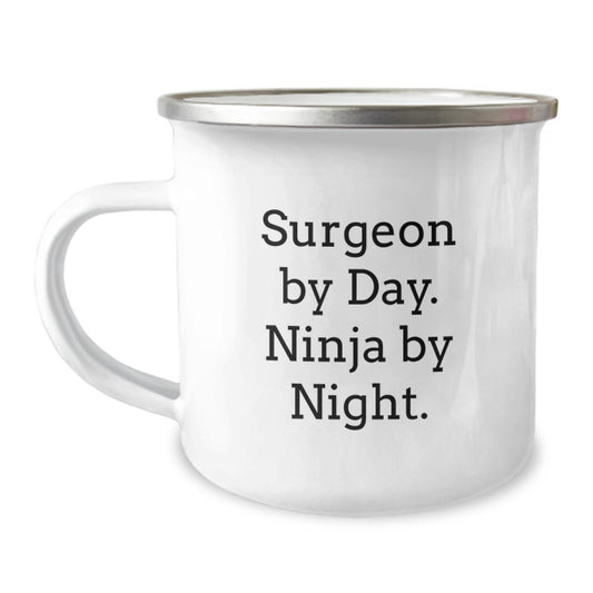 Gifts from Men for Surgeons, Funny Christmas Unique Surgeon Gifts, Surgeon By Day Ninja By Night Camping Mug - Image 1