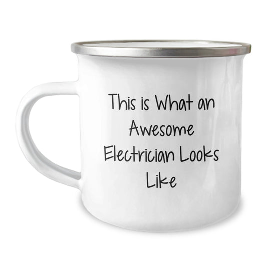 Funny Electrician Gifts for Men from Friends, Awesome Electrician Camping Mug Christmas Unique Presents, This Is What An Awesome Electrician Looks Like Quote - Image 1