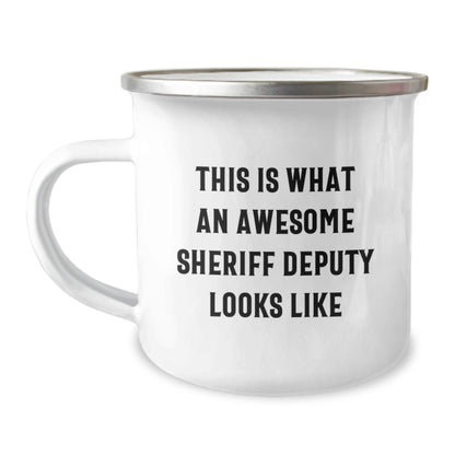 Funny Sheriff Deputy Gifts from Men to Sheriff Deputy for Christmas Unique Sheriff Deputy Camping Mug, This Is What An Awesome Sheriff Deputy Looks Like - Image 1