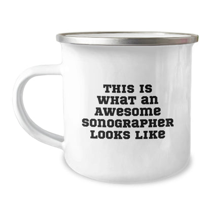 Funny Sonographer Gifts from Friends for Christmas Unique Mugs - Sonographer Quotes, Camping Mug, This Is What An Awesome Sonographer Looks Like - Image 1