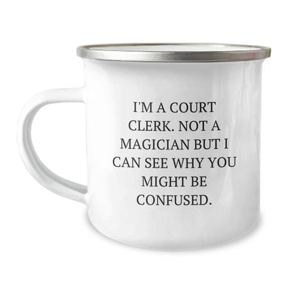 Court Clerk Humor Funny Camping Mug Gifts from Friends for Men and Women at Christmas - Image 1