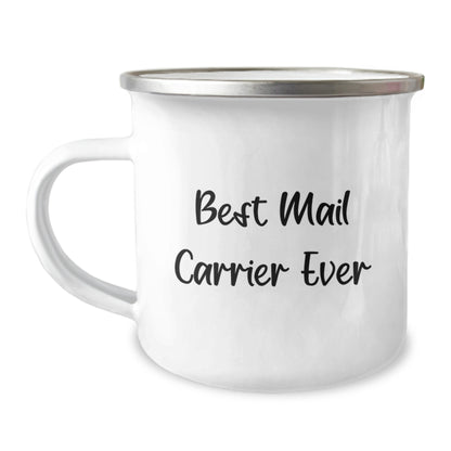 Funny Mail Carrier Gifts for Him - Best Mail Carrier Ever Camping Mug for Valentine's - Stainless Steel Enamel Finish - Image 1