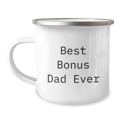 Funny Bonus Dad Gifts for Men, Best Bonus Dad Ever Camping Mug, Christmas Unique Gifts from Dad to Son - Image 1