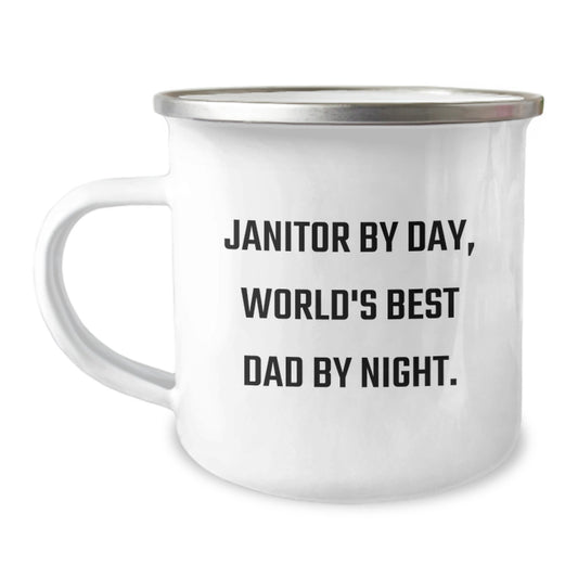 Janitor Gifts from Friends, Unique Camping Mug for Janitor By Day, World's Best Dad By Night., Graduation Unique Gifts - Image 1