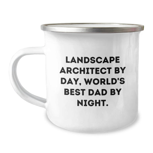 Landscape Architect Gifts by Day, Funny Camping Mug for World's Best Dad by Night - Graduation Unique Gifts from Family to Men - Image 1