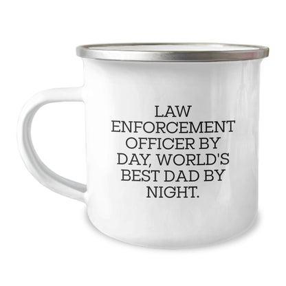 Funny Law Enforcement Officer Gifts from Dad for Christmas Unique Presents for Men - Camping Mug with Law Enforcement Officer Quote - Image 1