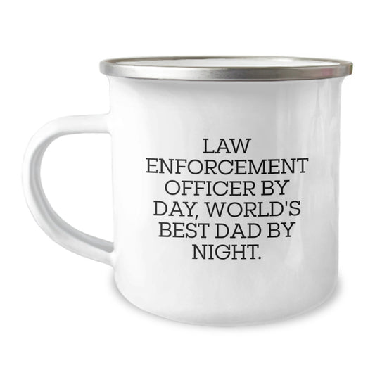 Funny Law Enforcement Officer Gifts from Dad for Christmas Unique Presents for Men - Camping Mug with Law Enforcement Officer Quote - Image 1