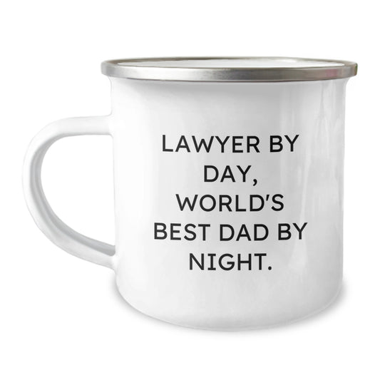 Funny Lawyer Gifts from Men to Friends and Family, Camping Mug for Lawyer by Day, World's Best Dad by Night. - Image 1