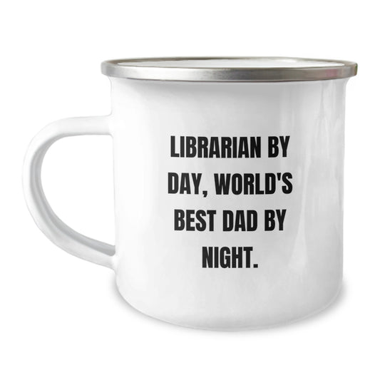 Funny Librarian Gifts for Men, Camping Mug for Librarian by Day, World's Best Dad By Night, Unique Christmas Unique Gifts from Family to Librarian - Image 1