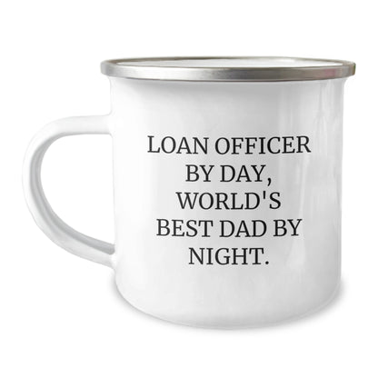 Funny Loan Officer Gifts from Friends - Loan Officer By Day, World's Best Dad By Night. Christmas Unique Mug - Image 1