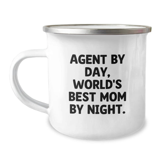 Funny Agent Gifts Camping Mugs, Agent By Day World's Best Mom By Night, Christmas Unique Agent Gifts for Agent, Gifts from Mom to Agent - Image 1
