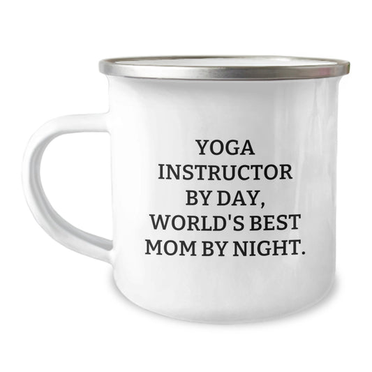 Funny Yoga Instructor Gifts for Christmas, Camping Mug for Yoga Enthusiasts by Day, World's Best Mom By Night, Gifts from Friends to Family - Image 1