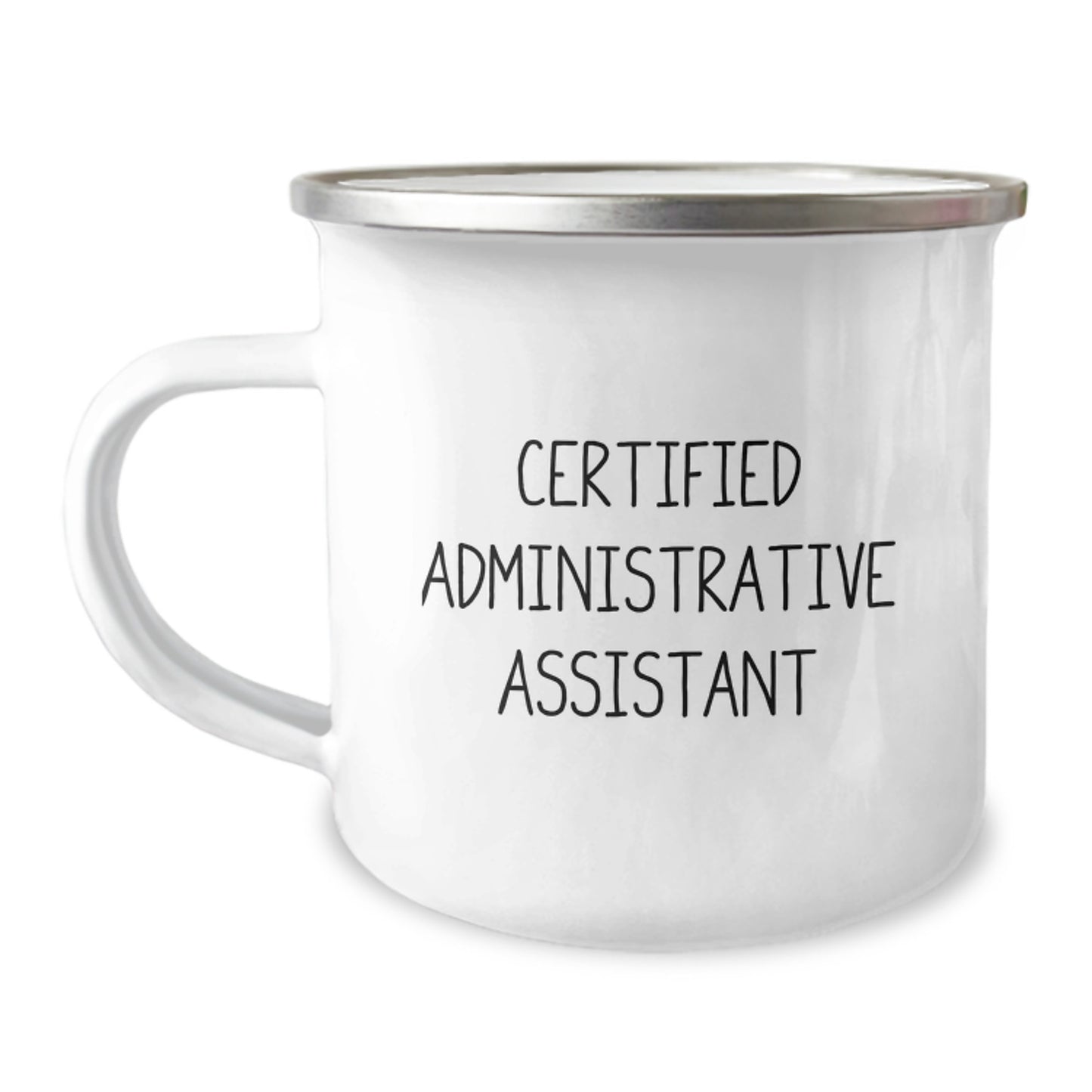 Funny Gifts from Coworkers, Christmas Unique Gifts for Administrative Assistant, Camping Mug with Certified Administrative Assistant Quote, 12 oz Stainless Steel with Enamel Finish - Image 1