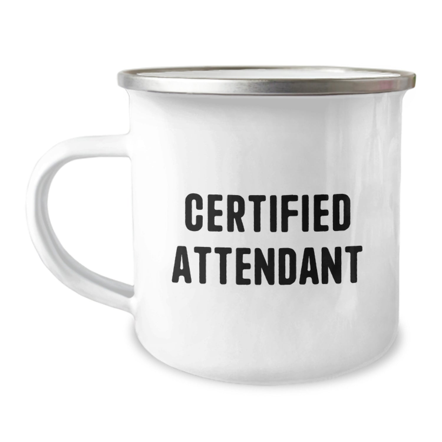 Funny Certified Attendant Gifts from Friends for Birthday - Camping Mug, 12 oz Stainless Steel with Enamel Finish, Quote: 'Life's an Adventure' - Gift for Attendant - Image 1