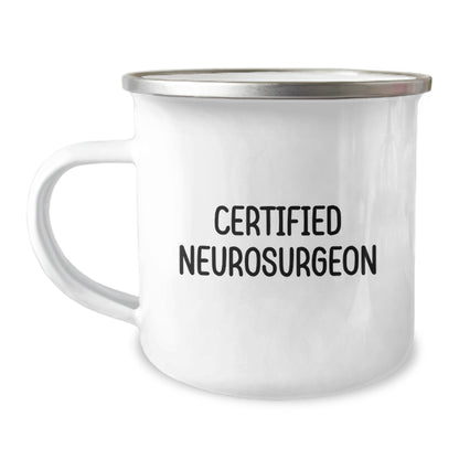 Gifts from Men to Certified Neurosurgeons, Funny 'I Save Lives, Then I Drink Coffee' Quote, Christmas Unique Gifts for Neurosurgeon Friends, 12 oz Stainless Steel Camping Mug - Image 1