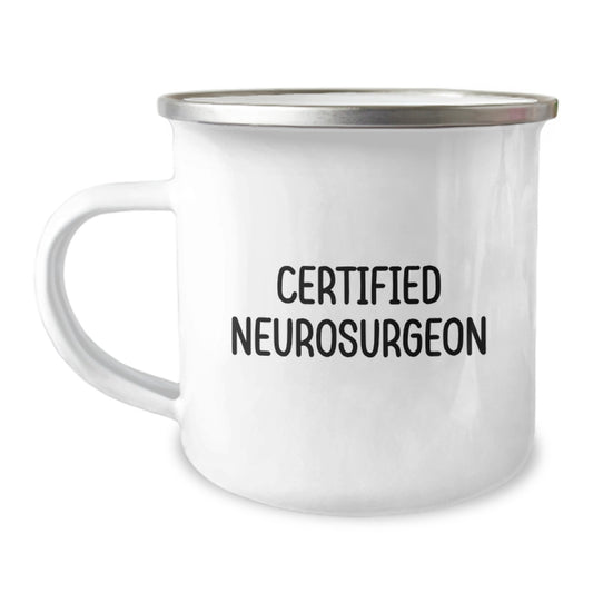 Gifts from Men to Certified Neurosurgeons, Funny 'I Save Lives, Then I Drink Coffee' Quote, Christmas Unique Gifts for Neurosurgeon Friends, 12 oz Stainless Steel Camping Mug - Image 1