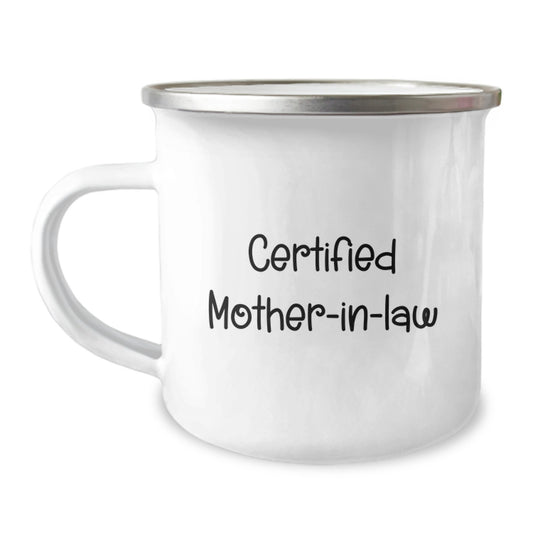 Funny Mom-in-law Gifts from Men to Wife's Mom, Certified Mom-in-law Camping Mug, Christmas Unique Presents for Her - Image 1