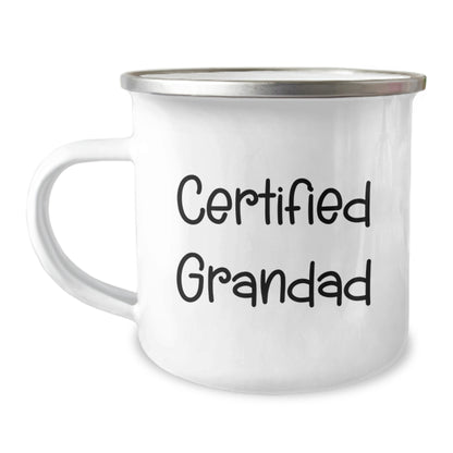 Funny Gifts from Family for Grandad Certified Grandad Camping Mug Stainless Steel with Enamel Finish - Image 1