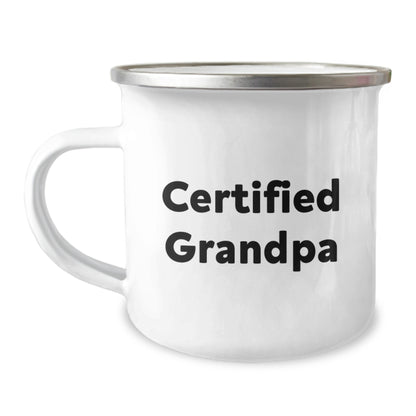 Funny Grandpa Gifts for Men, Camping Mug with Certified Grandpa Quote, Unique Christmas Memorable Presents for Grandpa, 12 oz Stainless Steel with Enamel Finish - Image 1