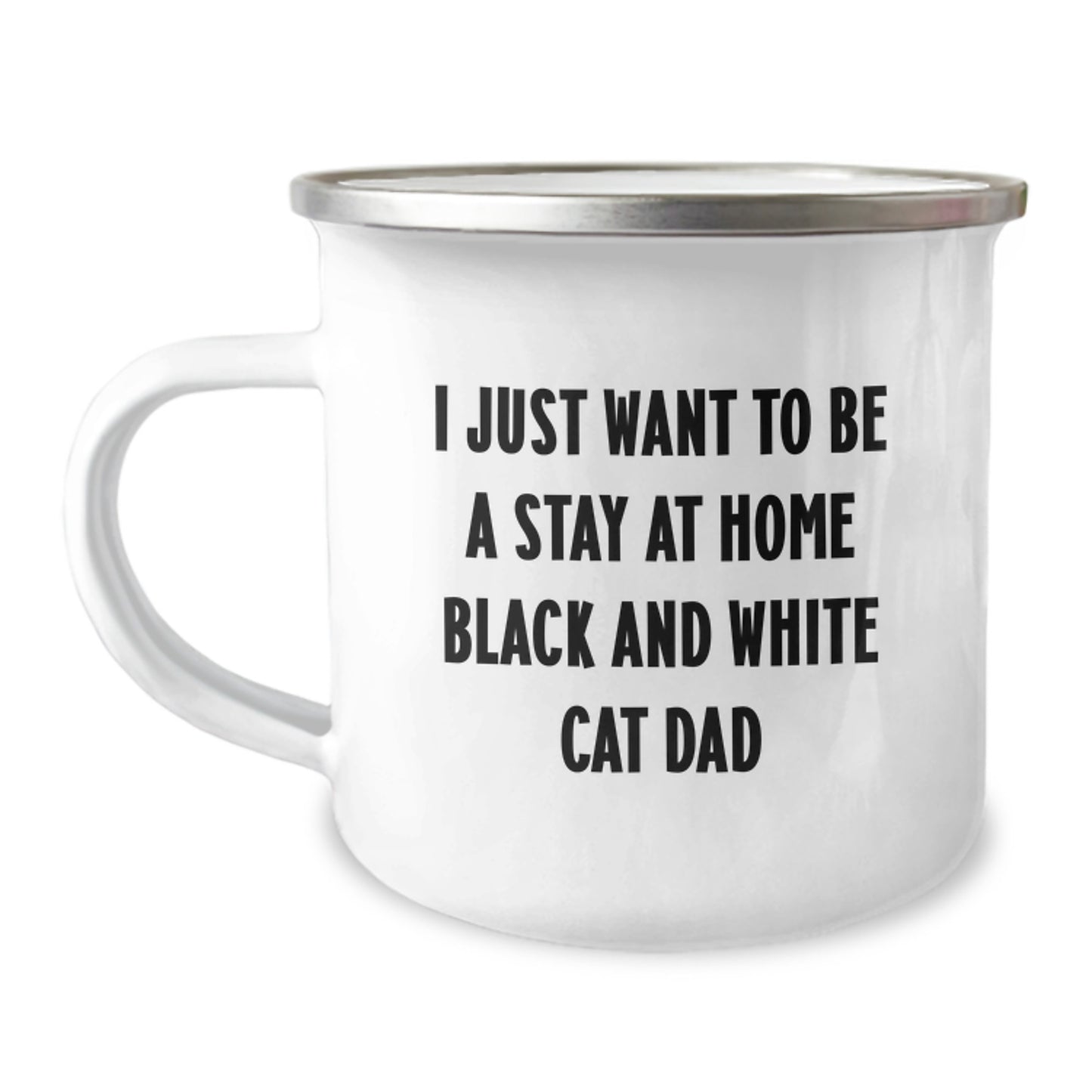Funny Black and White Cat Dad Gifts for Him - Camping Mug, Great Christmas Unique Gifts from Family to Men - Image 1