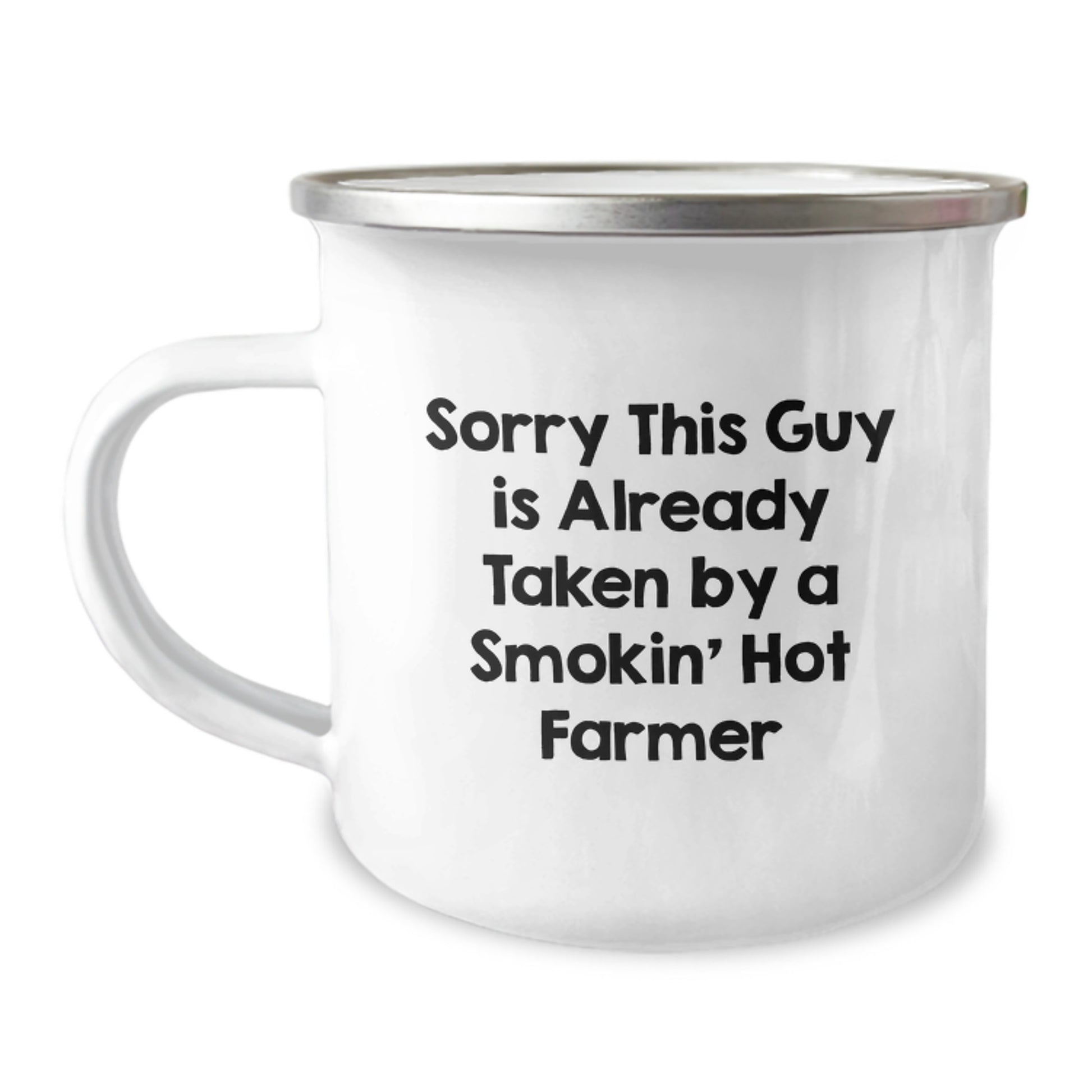 Funny Farmer Gifts - 'Sorry This Guy Is Already Taken' Camping Mug for Birthday - Gifts from Men to Farmer Friends - Image 1